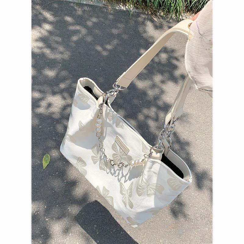 fousenSE小眾設計大容量帆布包女夏2023新款蝴蝶結手提單肩托特包