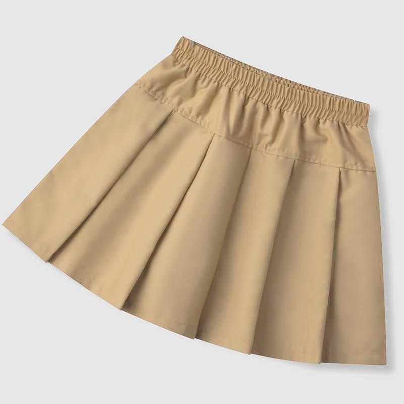 Children's skirt primary school students khaki pleated skirt summer school uniform short skirt medium and large girls cotton college trend