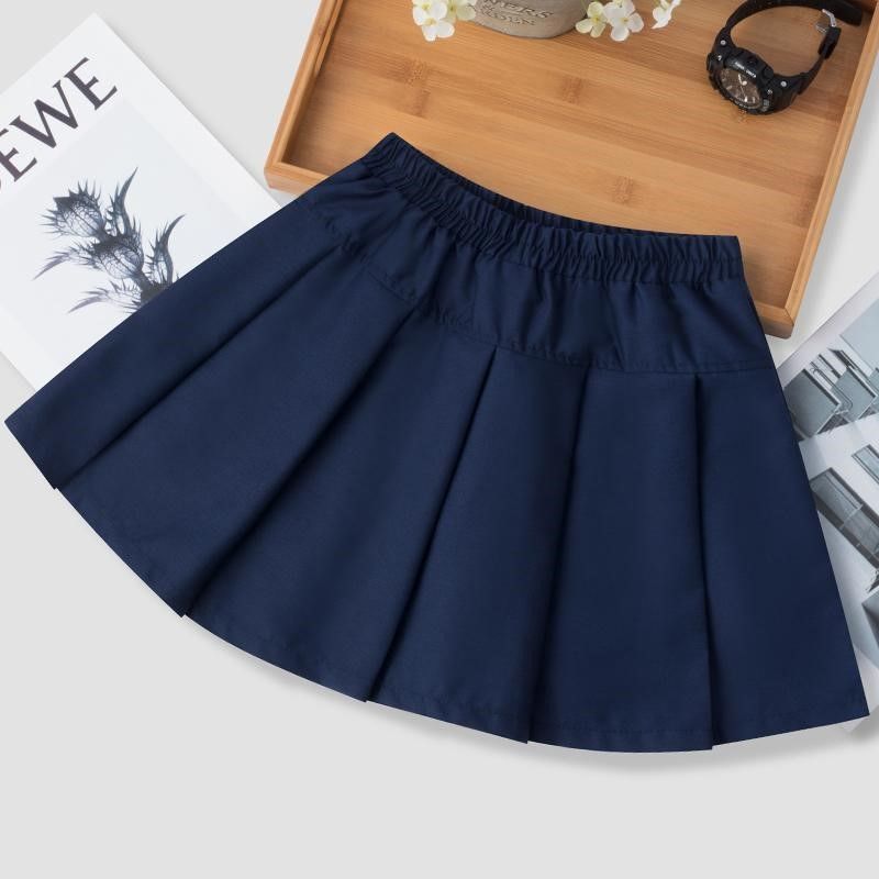 Children's skirt primary school students khaki pleated skirt summer school uniform short skirt medium and large girls cotton college trend