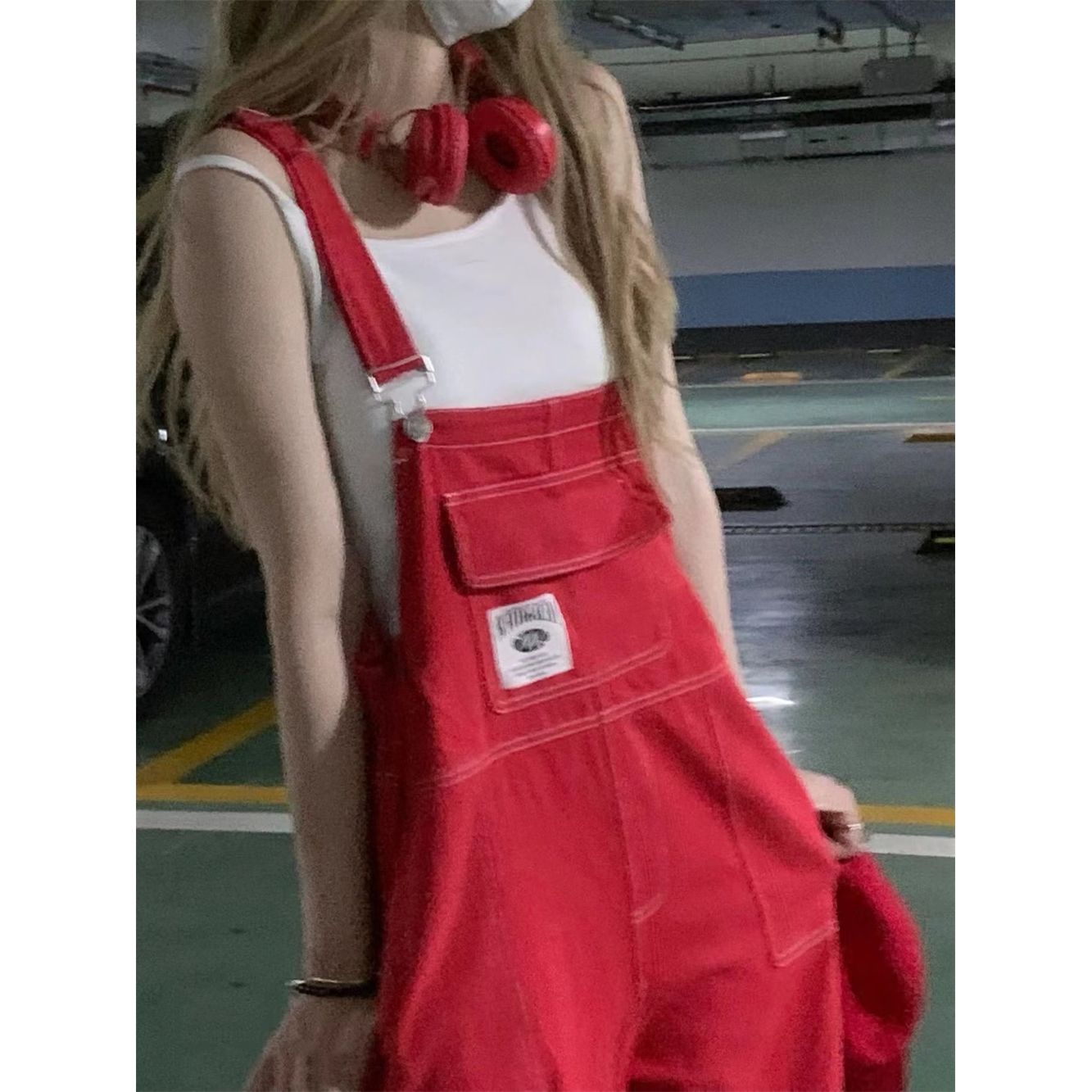 American vibe style denim overalls women's autumn and summer new straight high-waisted trousers loose slim wide-leg trousers trendy