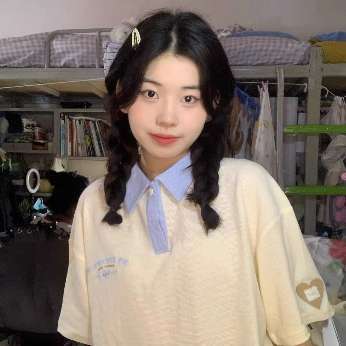 華夫格女士T恤短袖2022夏季新款polo衫韓版學生寬鬆社恐衣服ins潮
