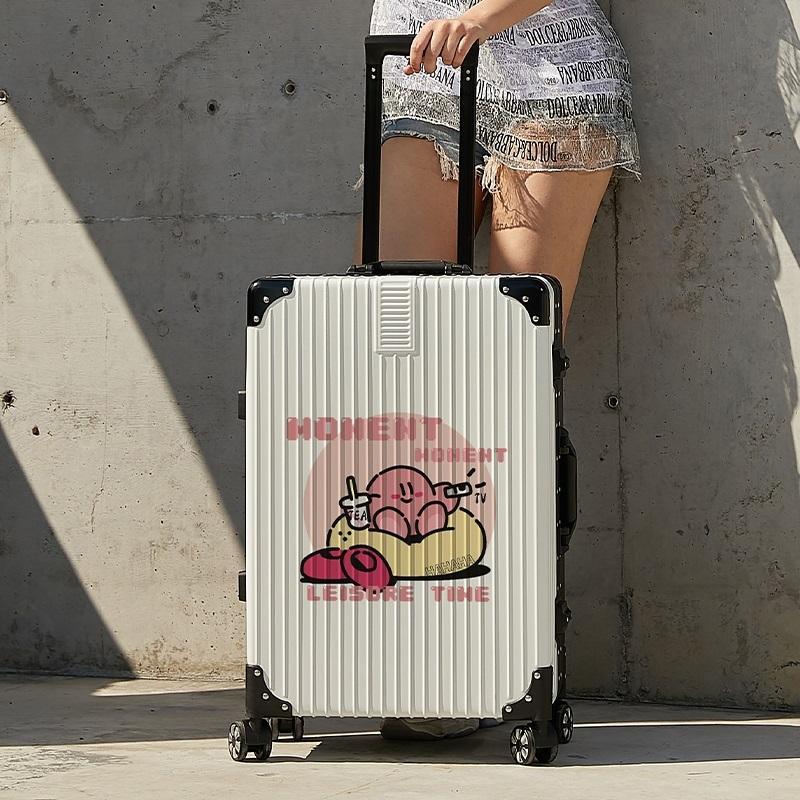 新款行李箱女20寸日系卡通登机密码箱铝框加厚子母旅行箱男24寸