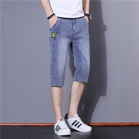 牛仔短裤男2023年夏季新款韩版潮流直筒宽松男士薄款休闲七分裤子