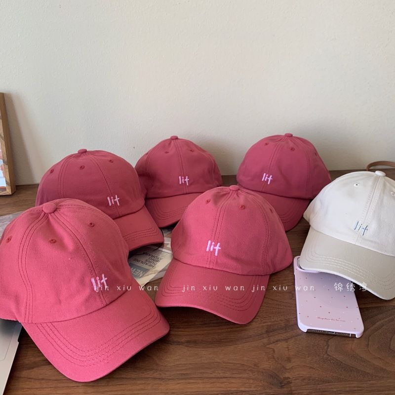 Whitening raspberry red baseball hat for women summer versatile soft top cap for women Korean style casual sunshade duck cap