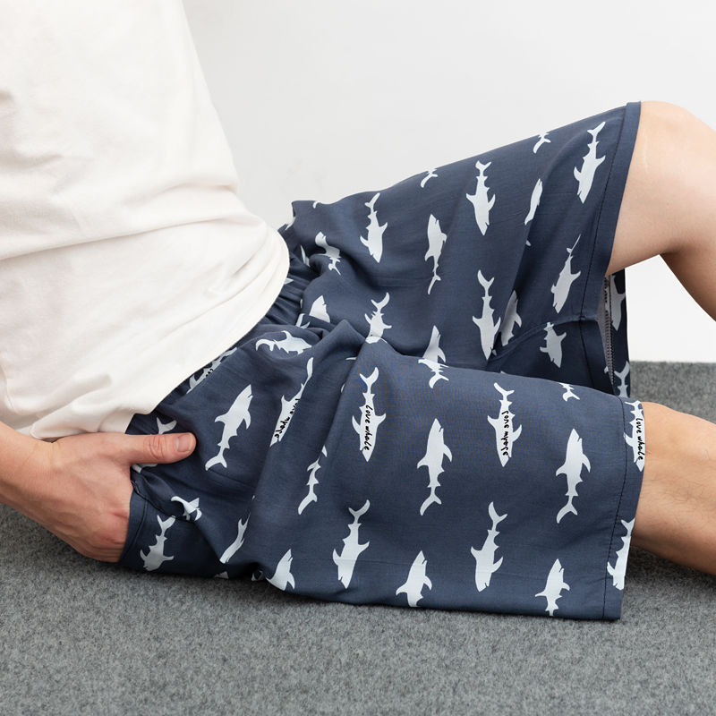 Summer Men's Shorts Cotton Silk Casual Thin Pajamas Beach Pants Loose Plus Size Home Pajamas