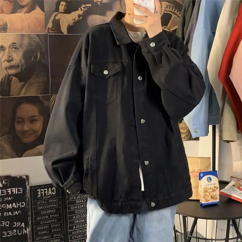 黑色vintage高级感牛仔外套男轻奢上衣秋欧美hiphop机能工装夹克