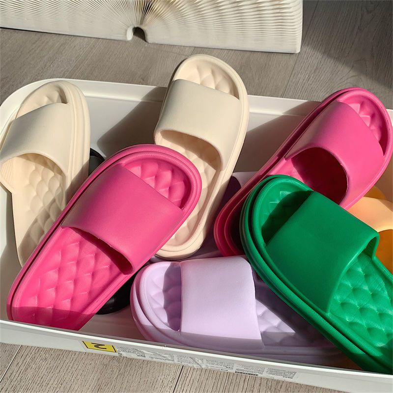 Thin strip Japanese solid color eva soft bottom rhombus sandals for women summer couples home bathroom non-slip deodorant slippers for men
