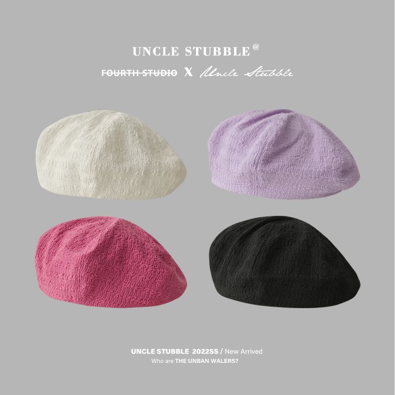 Korean imported fabric beret girls summer thin textured painter's hat literary and cute bud hat trend