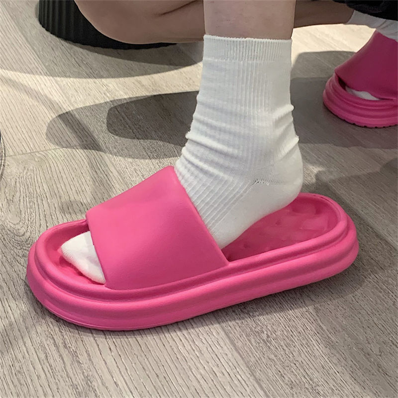 Thin strip Japanese solid color eva soft bottom rhombus sandals for women summer couples home bathroom non-slip deodorant slippers for men
