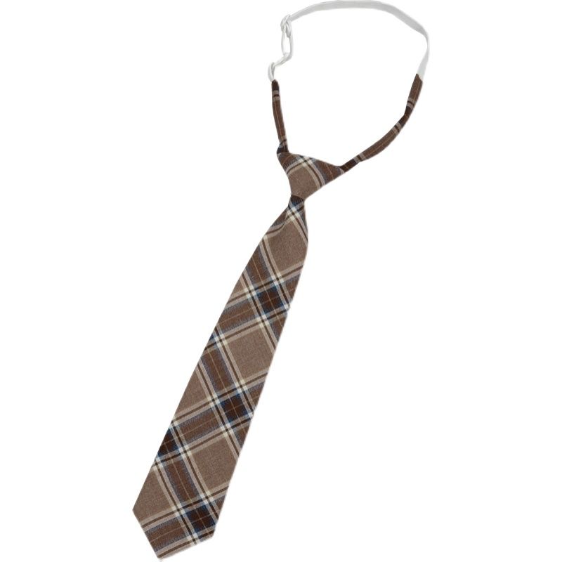 棕色领带女jk日系学院风免打衬衫dk领带男复古短款懒人格子小领结