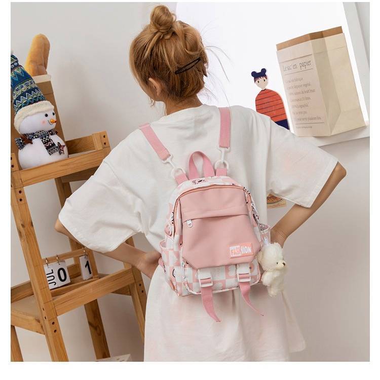Small fresh girl schoolbag ins all-match trendy color matching fashion shoulder bag multi-purpose backpack casual Messenger bag