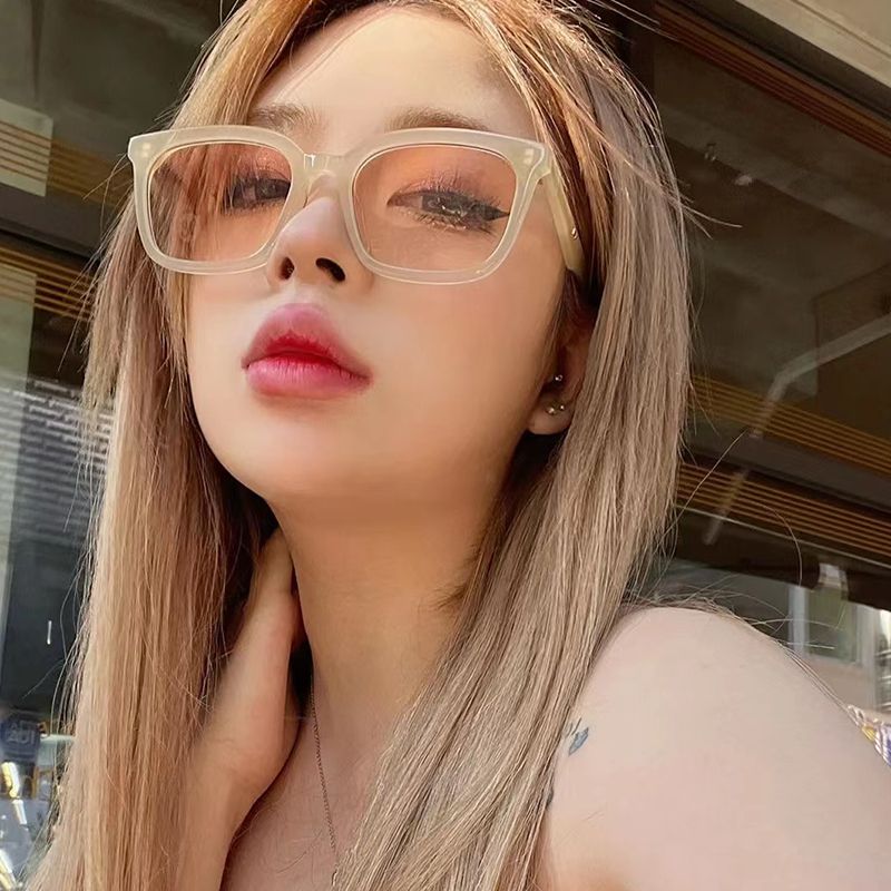 Retro brown square face small sunglasses Queen Jiaer same style ins net red hot girl sunscreen sunglasses