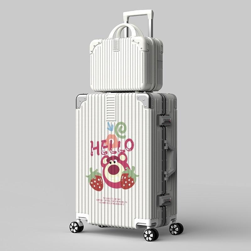 卡通20寸行李箱女粉色可爱风登机拉杆箱铝框高级高中大学生旅行箱