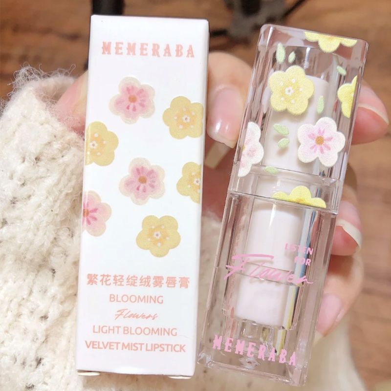 MEMERABA美美熱芭繁花輕綻絨霧唇膏柔霧啞光顯白烏龍奶杏平價口紅