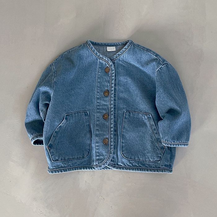 Korean version of children's spring and autumn new all-match boys and girls round neck denim jacket windproof cardigan neutral casual jacket tide