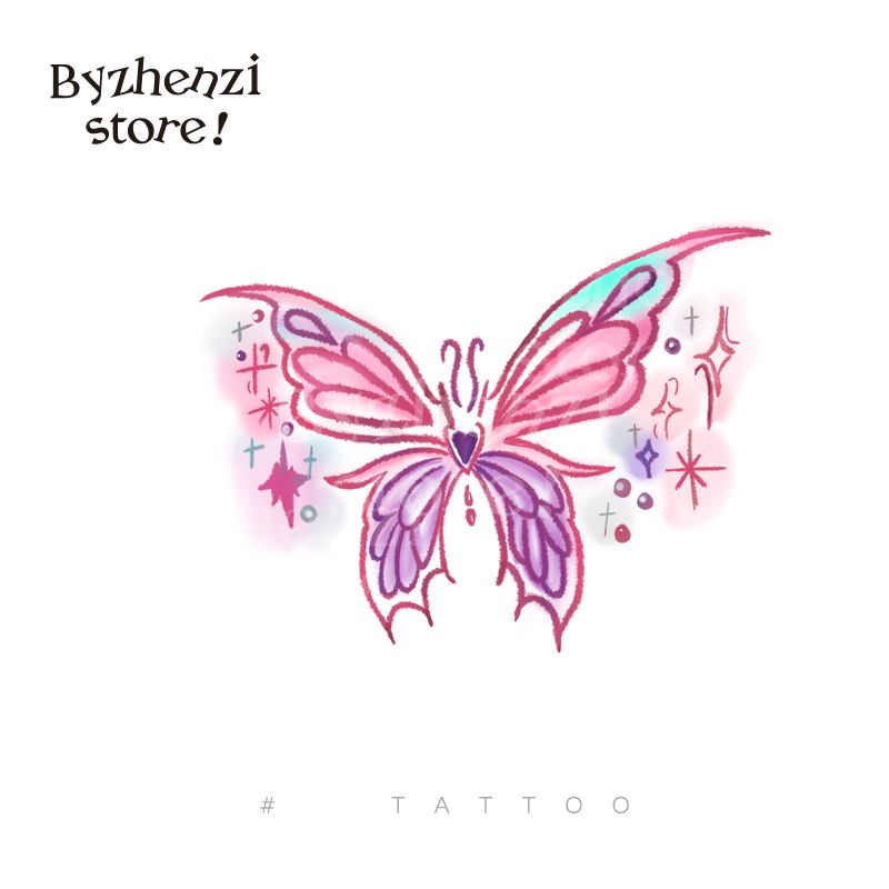 Cute Hyuna wind ins butterfly sweet girl pink dream arm shoulder tattoo stickers waterproof