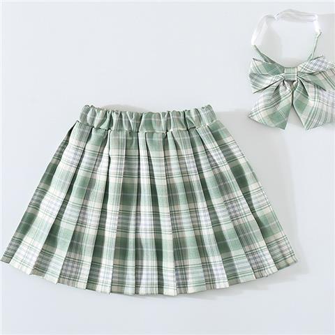 Girls' skirt summer children's short skirt JK skirt new middle and big children's all-match plaid college style pleated skirt