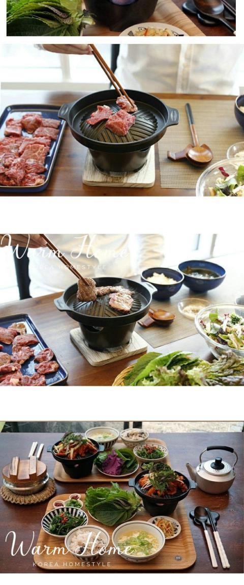 Mini grătar bbq coreean și set hot pot antiaderent de camping_voghion.com