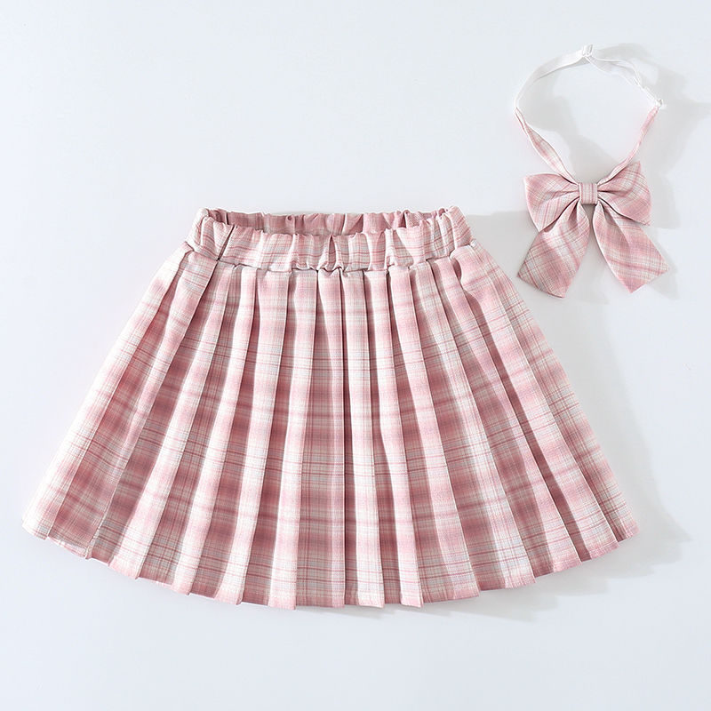 Girls' skirt summer children's short skirt JK skirt new middle and big children's all-match plaid college style pleated skirt