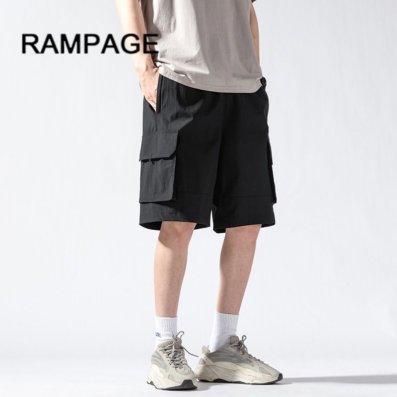 RAMPAGE夏季五分裤男宽松潮牌大码工装短裤外穿冰丝薄款速干裤