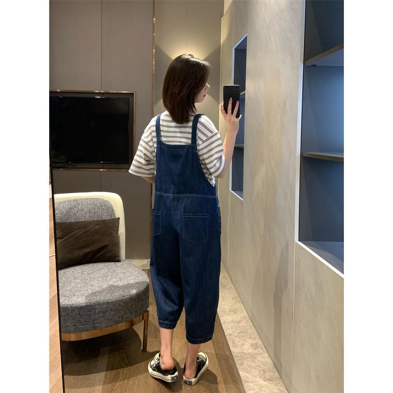 Age-reducing all-match overalls women's casual fashion loose slim retro all-match nine-point jumpsuit jeans