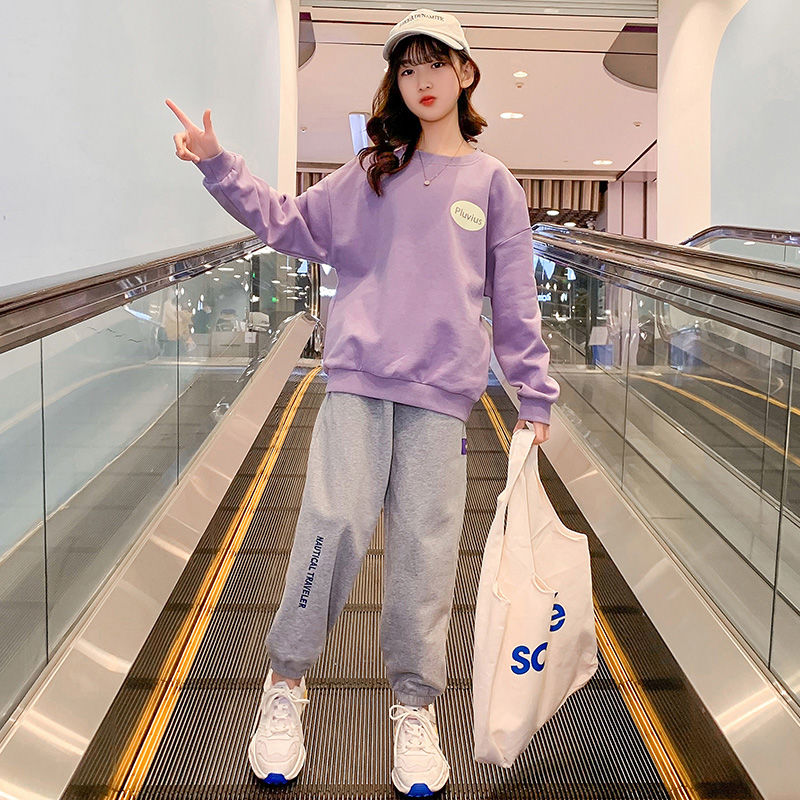女童春裝套裝2023新款網紅時髦中大童洋氣運動休閒兒童裝兩件套