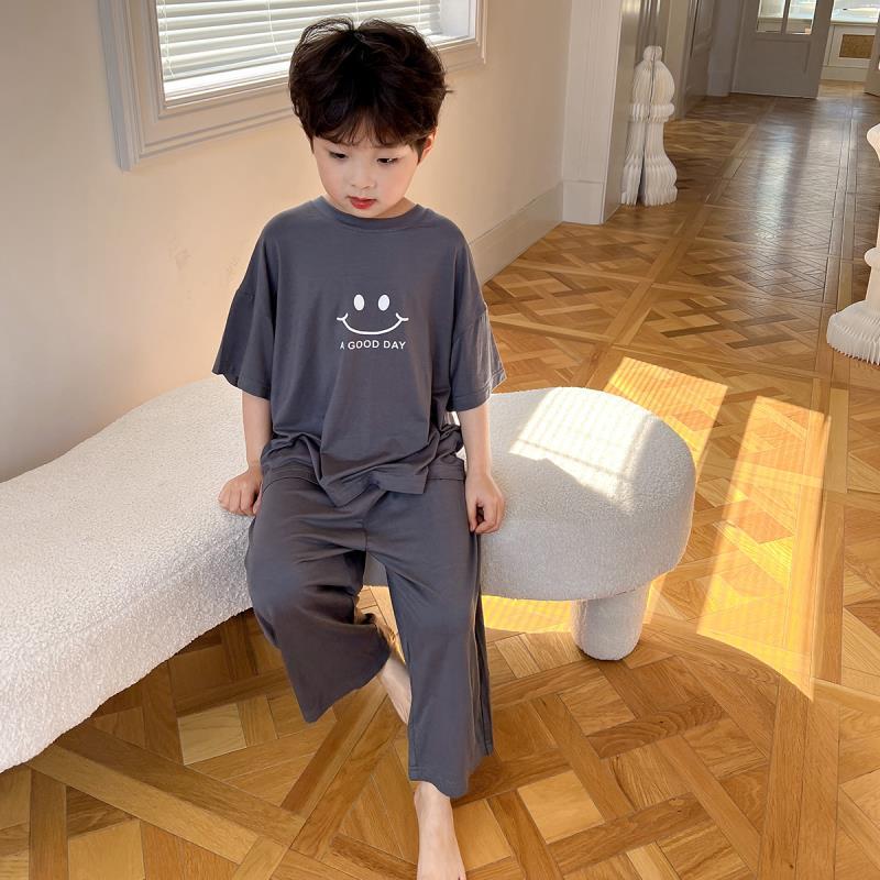 Children's Pajamas Modal Summer Thin Section Boys Homewear Short-sleeved Suit Boys Casual Air Conditioning Clothes