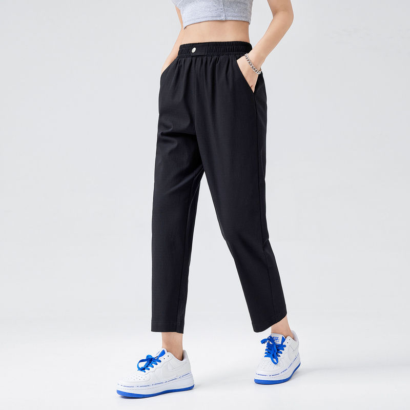 Women's Autumn New 2023 Black Casual Pants Micro Elastic Small Foot Tapered Pencil Trousers