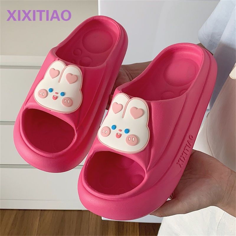 Thin strips cute vitality bunny sandals and slippers eva thick bottom home bathroom deodorant non-slip slippers female summer