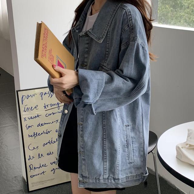 Fried street denim jacket women's spring and autumn 2021 new Korean version loose net red tooling jacket top ins tide