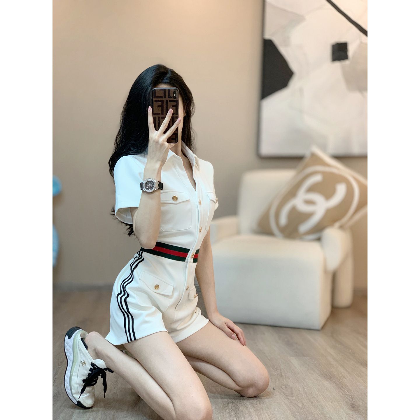 Net red temperament explosive jumpsuit women's summer new chic design sense niche high waist slim casual short pants