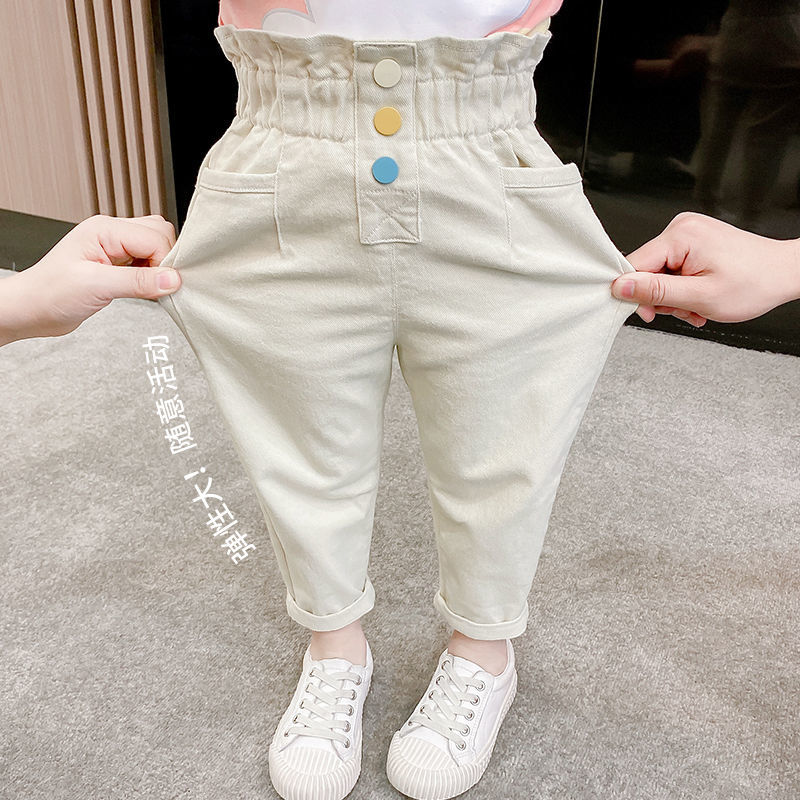 女童秋裝休閒褲2022年新款小童兒童春秋牛仔褲子洋氣寶寶夏季韓版