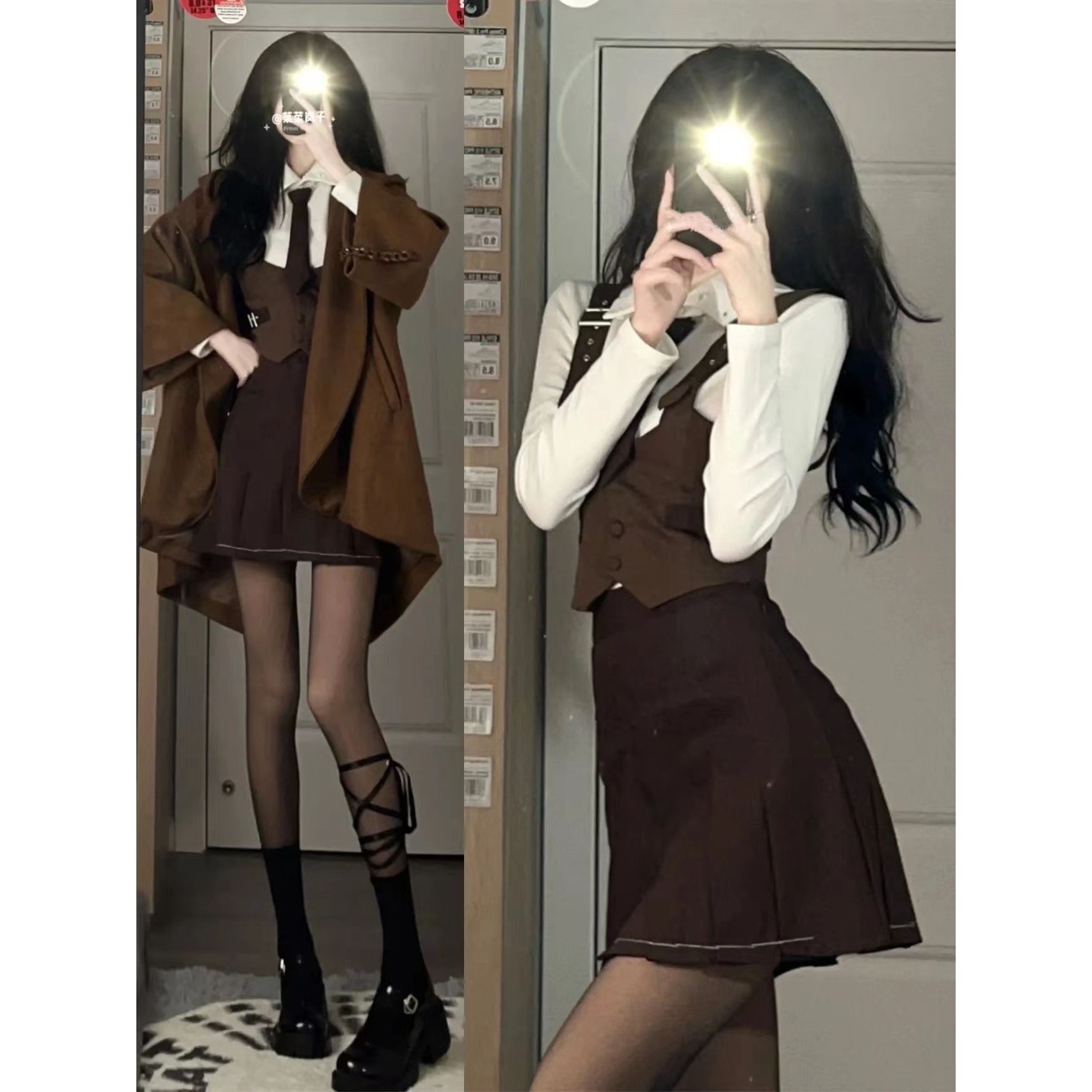 Early autumn college style pure desire hot girl jk uniform suit vest shirt with half-length short skirt single/three-piece set