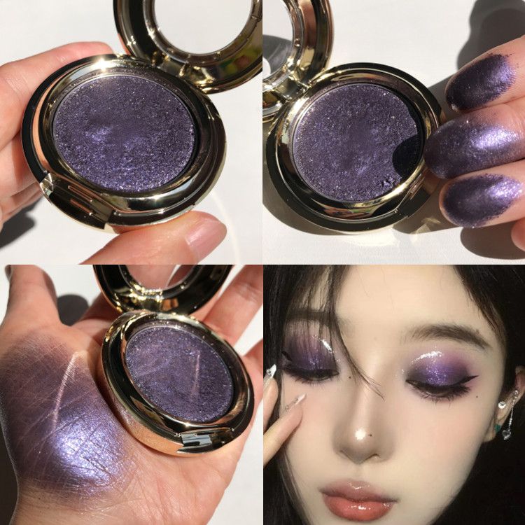 珠光鑽石碎鑽細閃爆閃亮片眼影盤亮晶晶單色紫色黑色棕深色煙熏妝