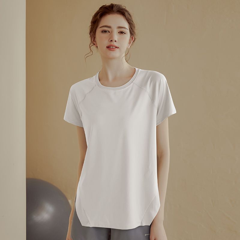 2022新款宽松瑜伽服女运动短袖T恤跑步罩衫显瘦透气健身服上衣夏