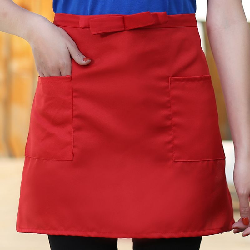 服务员半截围裙短款饭店西餐厅咖啡厅厨师工作半截围腰定制logo