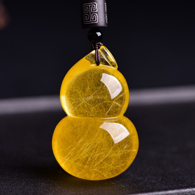 大号 金发晶葫芦吊坠宝石钛晶发晶福禄项链平安纳福水晶挂坠男款