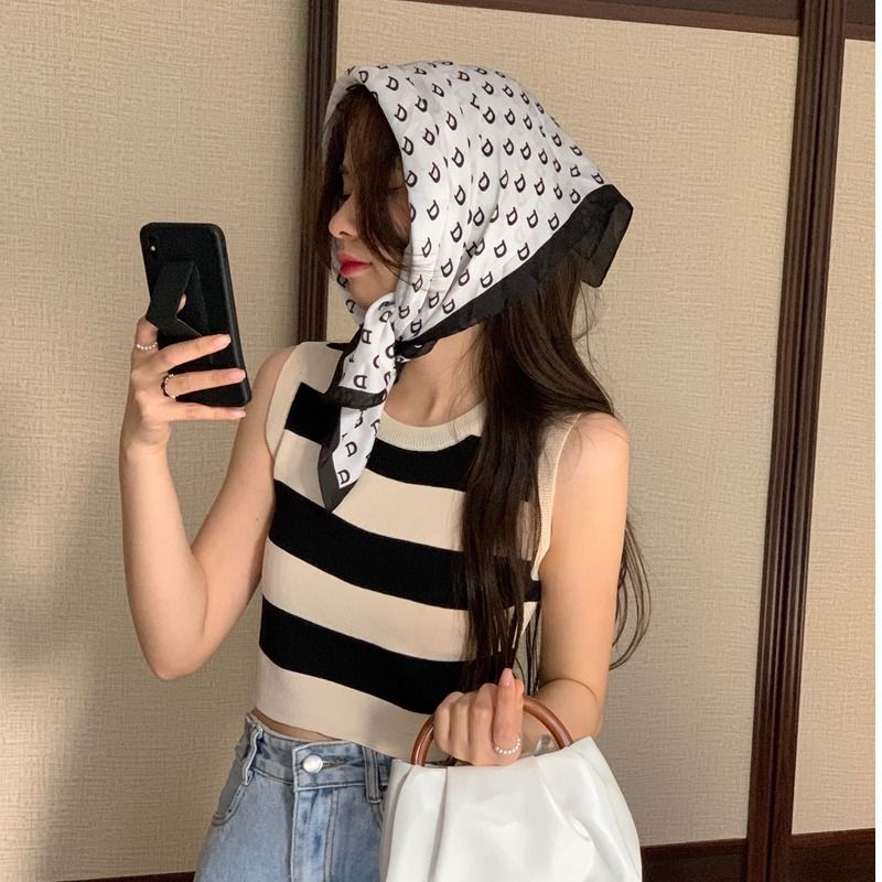 Design niche striped small camisole women's summer outer wear inner wear sweet hot girl short sleeveless top summer