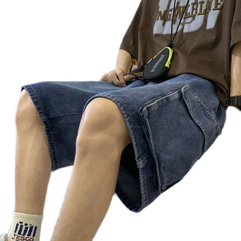 新款工装短裤高街男五分中裤夏季薄款潮牌ins胖子大码美式牛仔裤