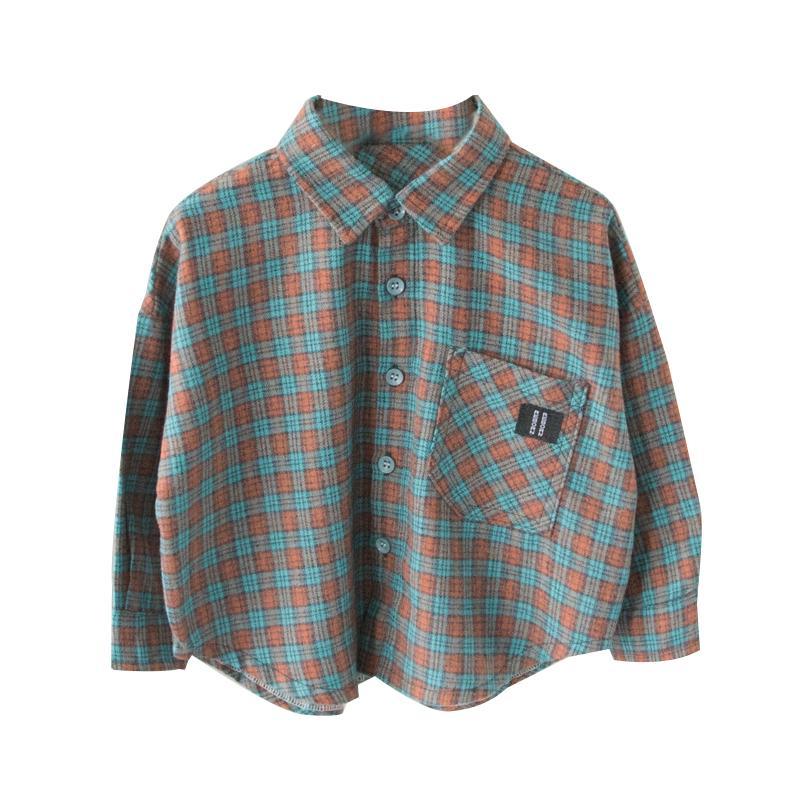 Good brushed shirts, children's long-sleeved shirts, spring and autumn clothes, boys' baby tops, pure cotton Korean jackets, trendy