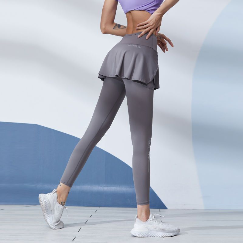 范斯蒂克健身裤女高腰提臀假两件跑步综训练运动速干紧身瑜伽长裤