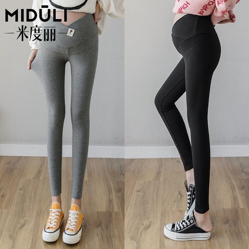 Maternity leggings spring and autumn thin outer wear low-waist belly-supporting pants summer nine-point yoga trousers maternity wear spring wear