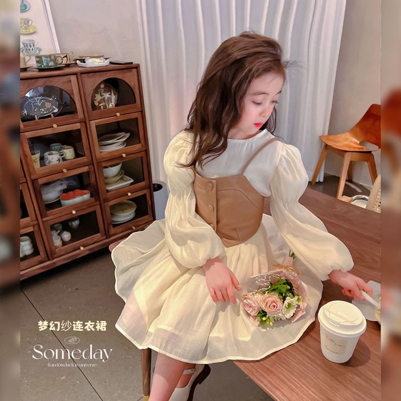 女寶寶2023春季新款連衣裙中小童網紅時髦公主裙女童洋氣裙子1-7