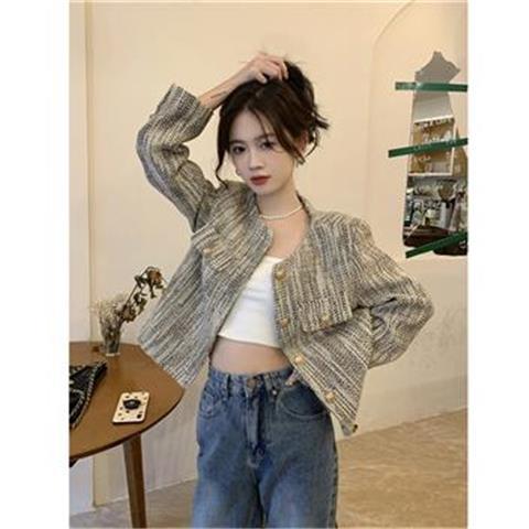 Xiaoxiangfeng short long-sleeved jacket women's spring and autumn  new high-end design foreign style age-reducing cardigan top