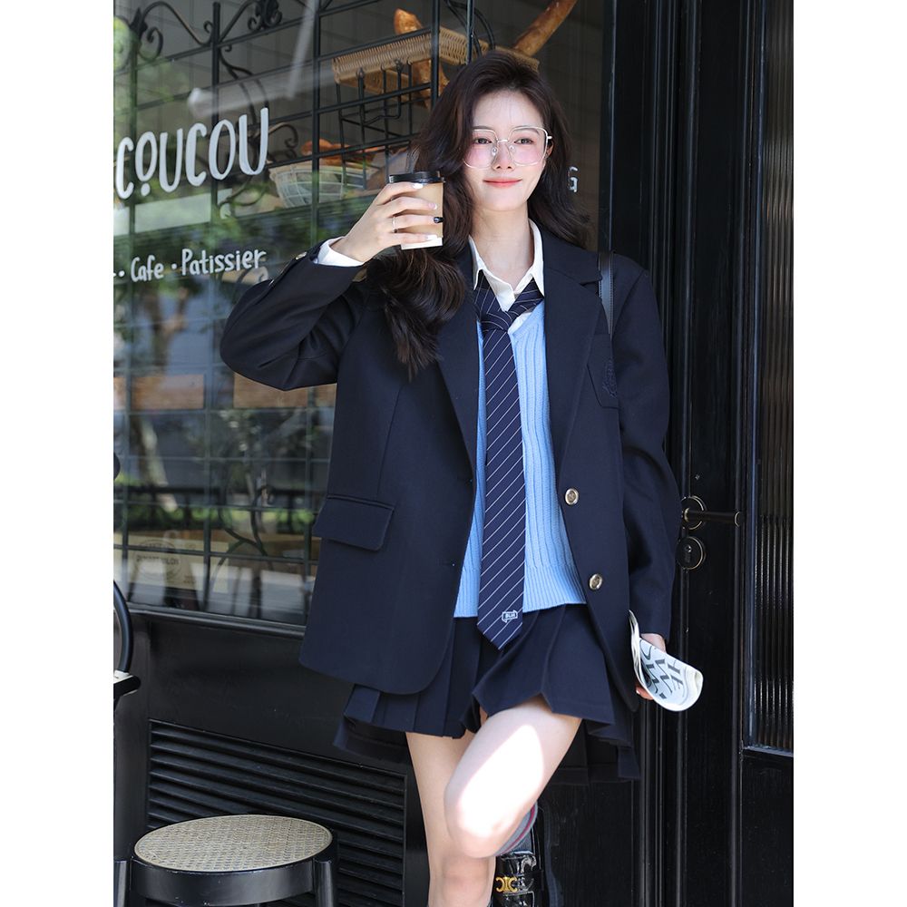 Plums are ripe [black label series] British college style suit jacket women's loose version autumn new 2022