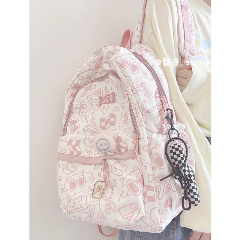 Japanese schoolbag female ins style niche Harajuku graffiti design backpack junior high school college students large capacity backpack