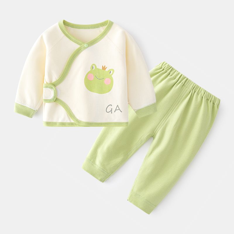 新生婴儿套装纯棉春秋款魔术贴两件分体宝宝内衣秋衣裤初生和尚服
