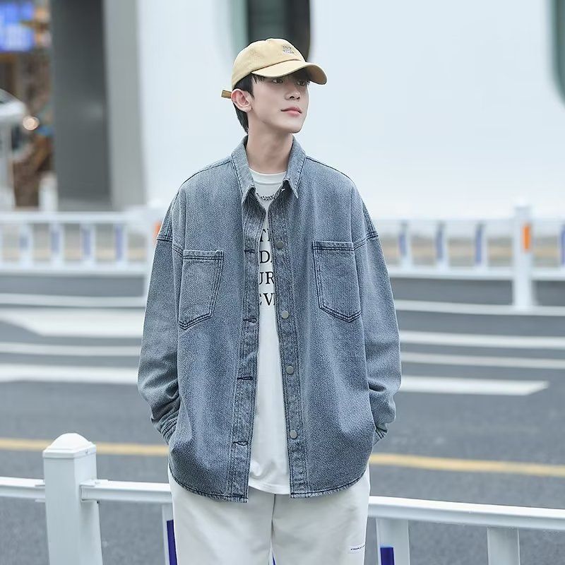 港風牛仔夾克秋季潮流水洗中性風外套男日系洋氣寬鬆休閒上衣