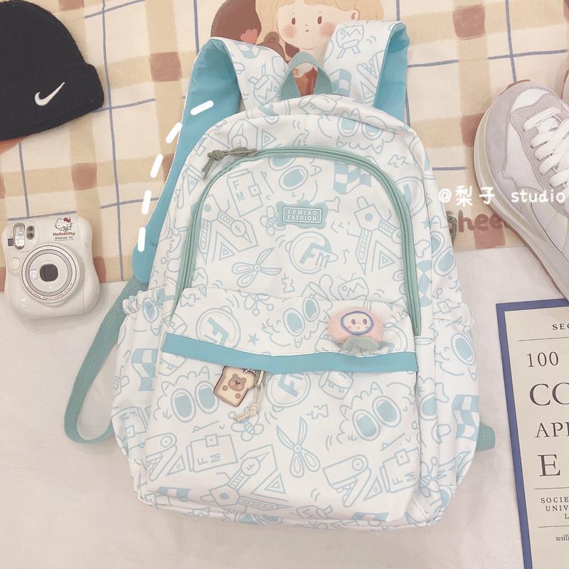 Japanese schoolbag female ins style niche Harajuku graffiti design backpack junior high school college students large capacity backpack