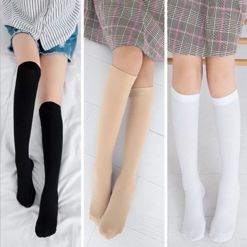 3双装中筒袜女日系 丝袜防勾丝春秋中长及膝袜黑肉色半截小脚长袜